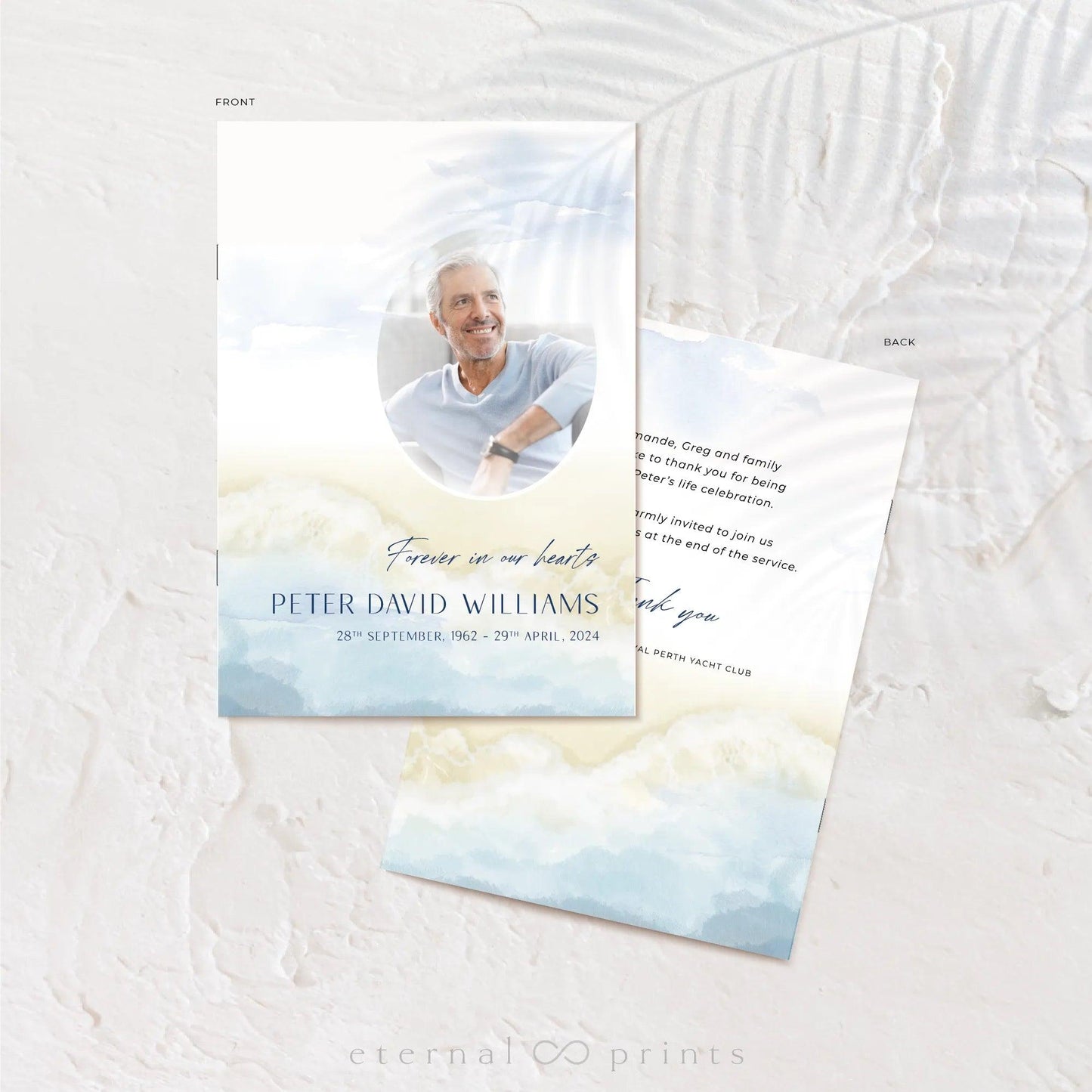 Funeral Booklet - 4 Pages - Coastal - Eternal Prints