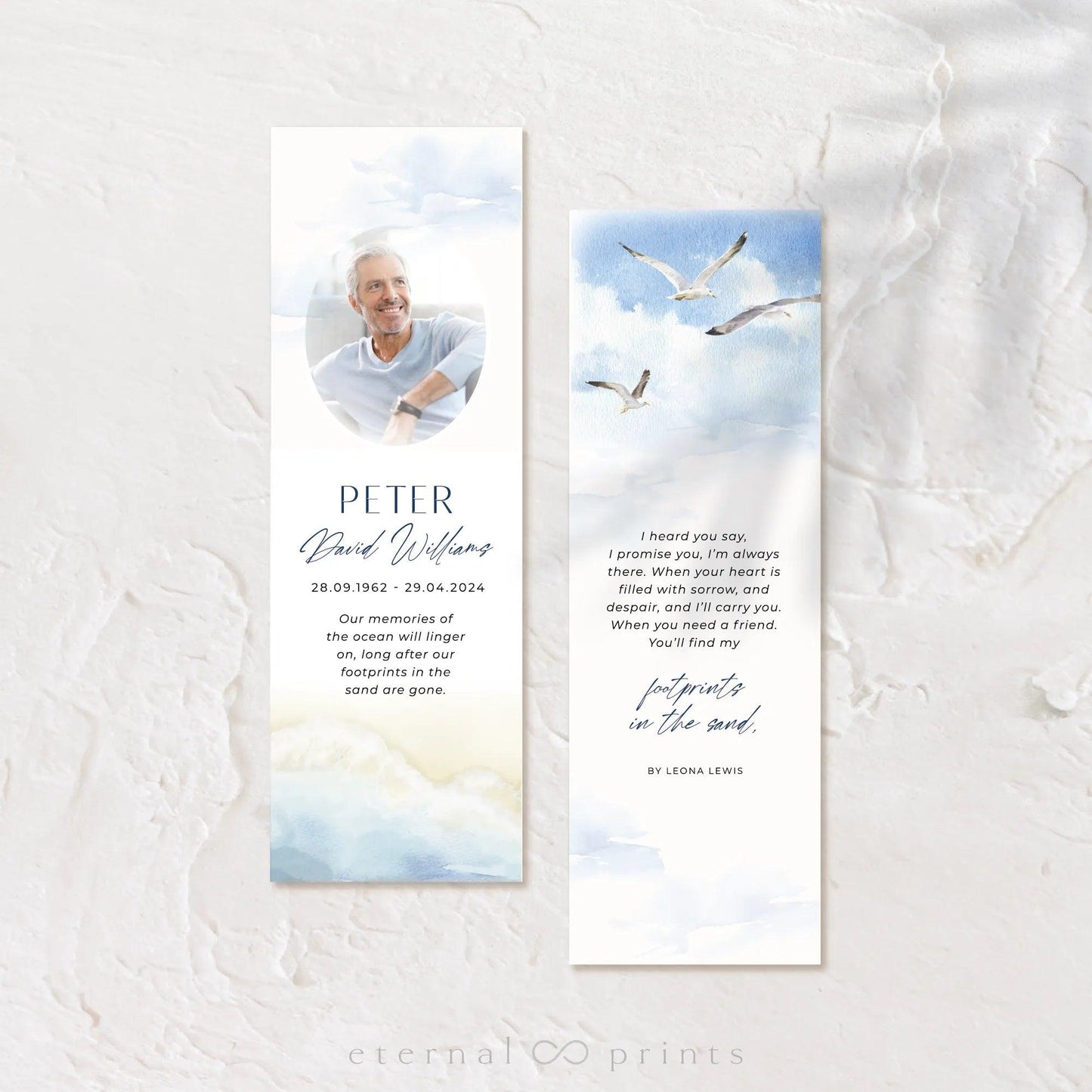 Funeral Bookmarks - Coastal - Eternal Prints