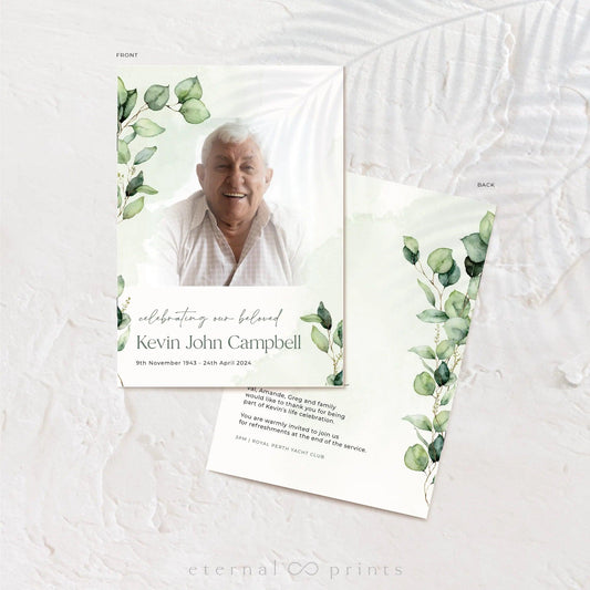 Funeral Booklet - 4 Pages - Eucalyptus Leaves - Eternal Prints