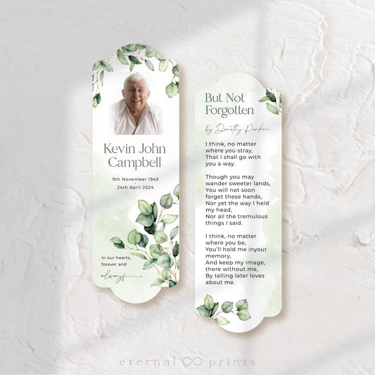 Funeral Bookmarks - Eucalyptus Leaves - Eternal Prints