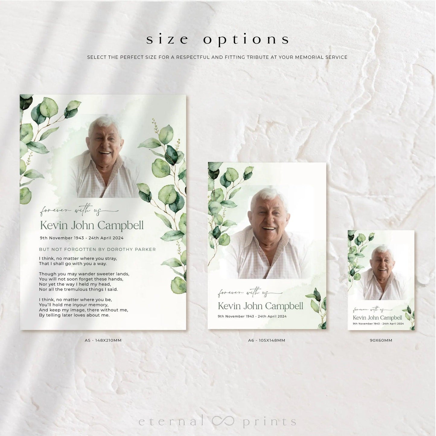 Memorial Cards - Eucalyptus Leaves - Eternal Prints