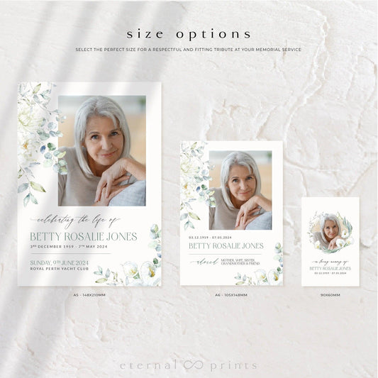 Memorial Cards - White Flowers - Eternal Prints