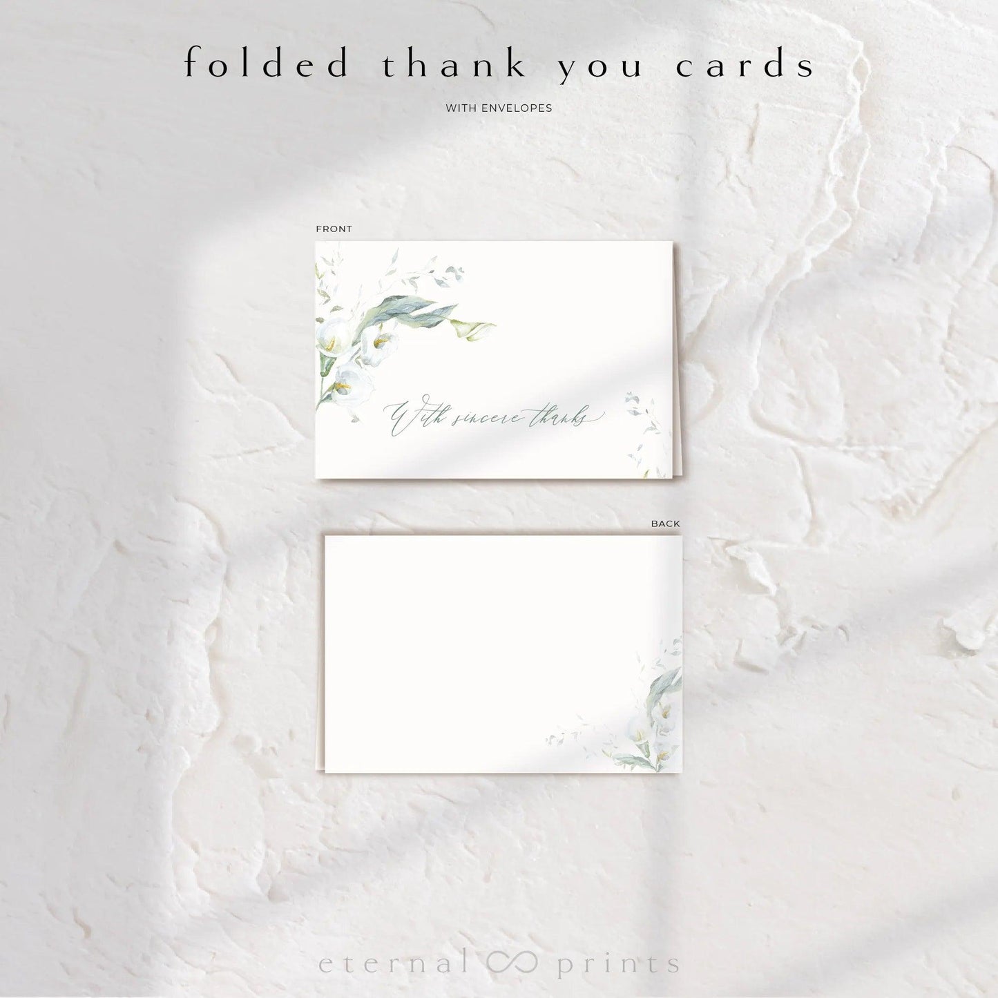 Thank You Cards - White Flowers - Eternal Prints
