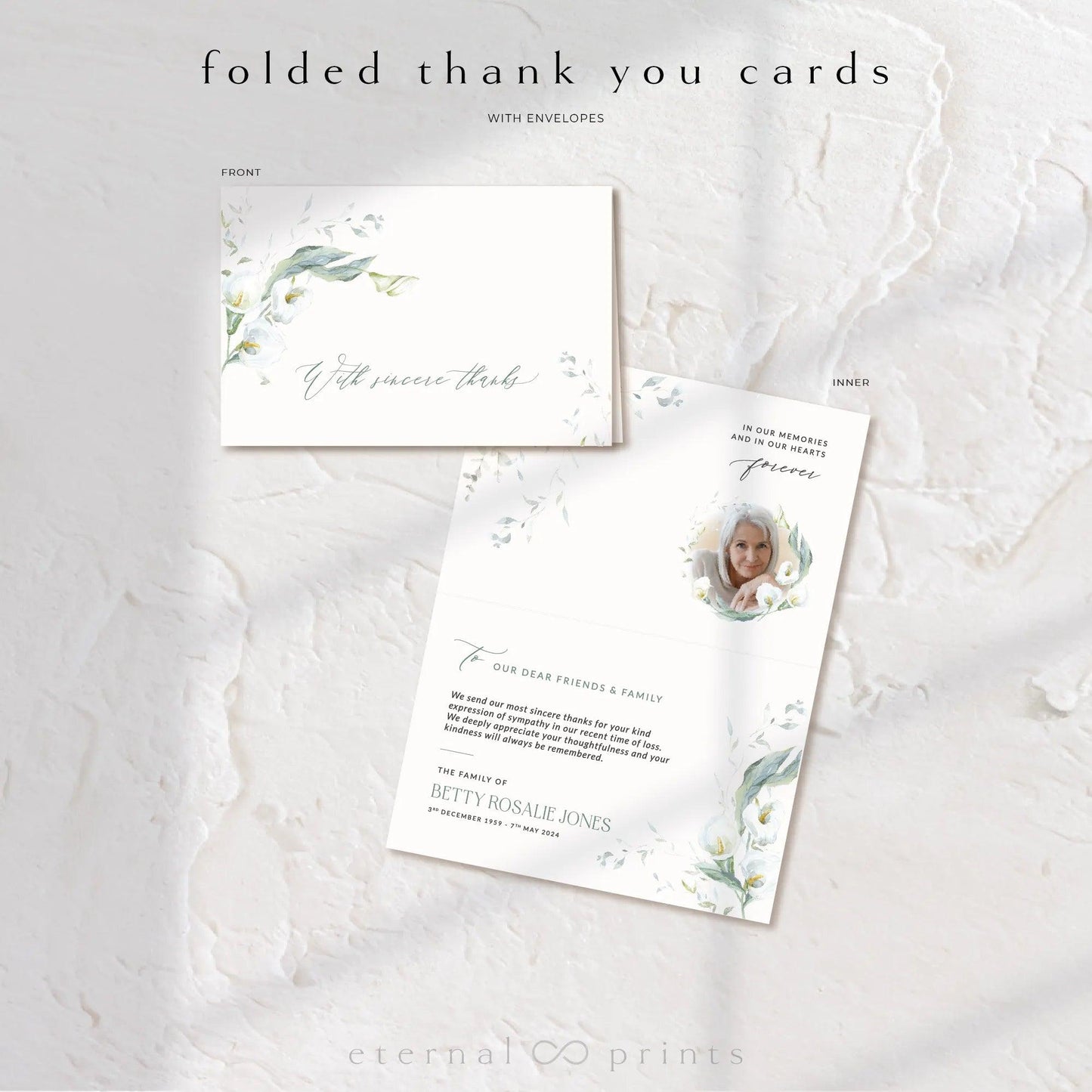 Thank You Cards - White Flowers - Eternal Prints