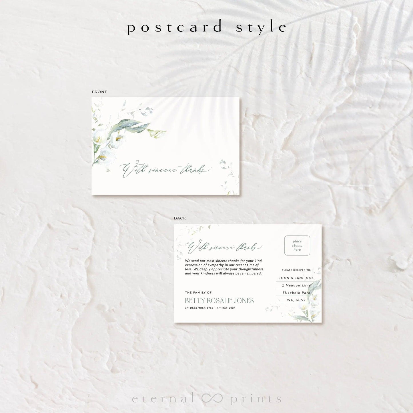 Thank You Cards - White Flowers - Eternal Prints