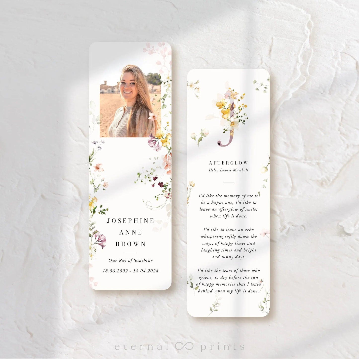 Funeral Bookmarks - Wildflowers - Eternal Prints