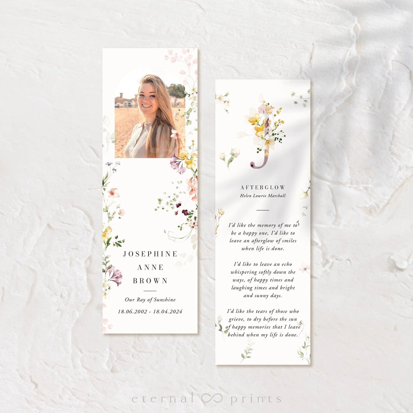 Funeral Bookmarks - Wildflowers - Eternal Prints