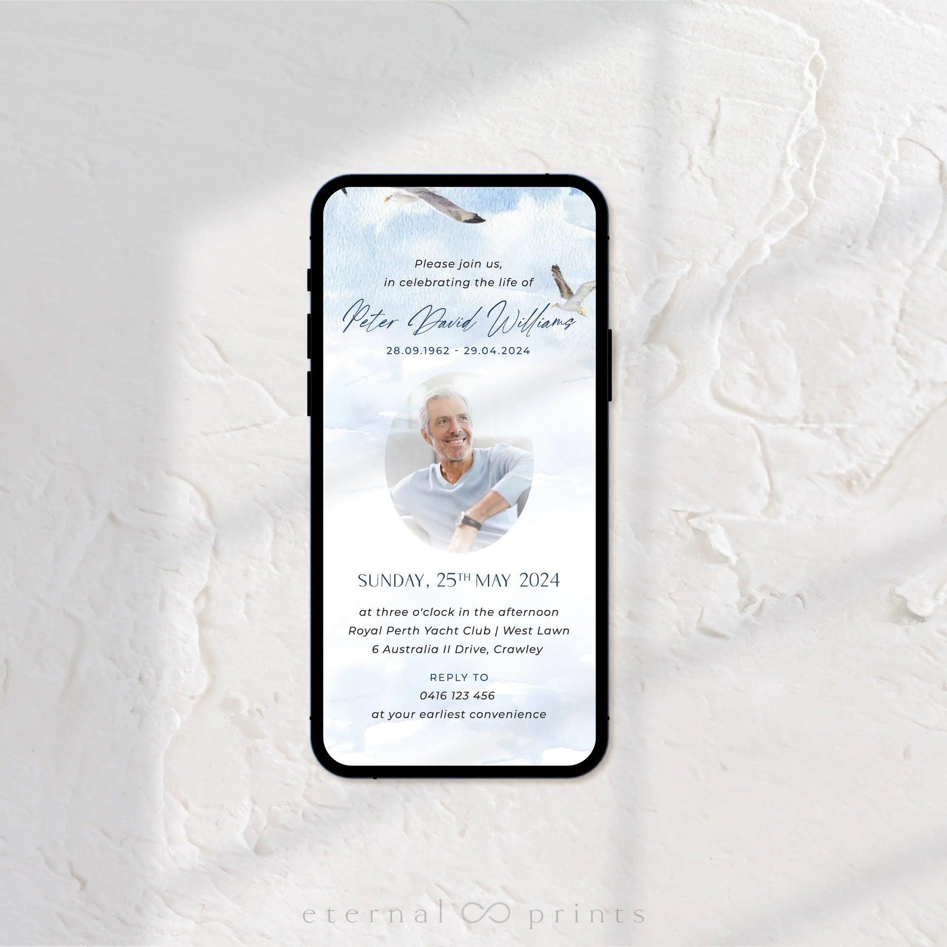 Digital Funeral Notification - Coastal - Eternal Prints