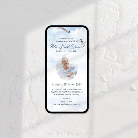 Digital Funeral Notification - Coastal - Eternal Prints