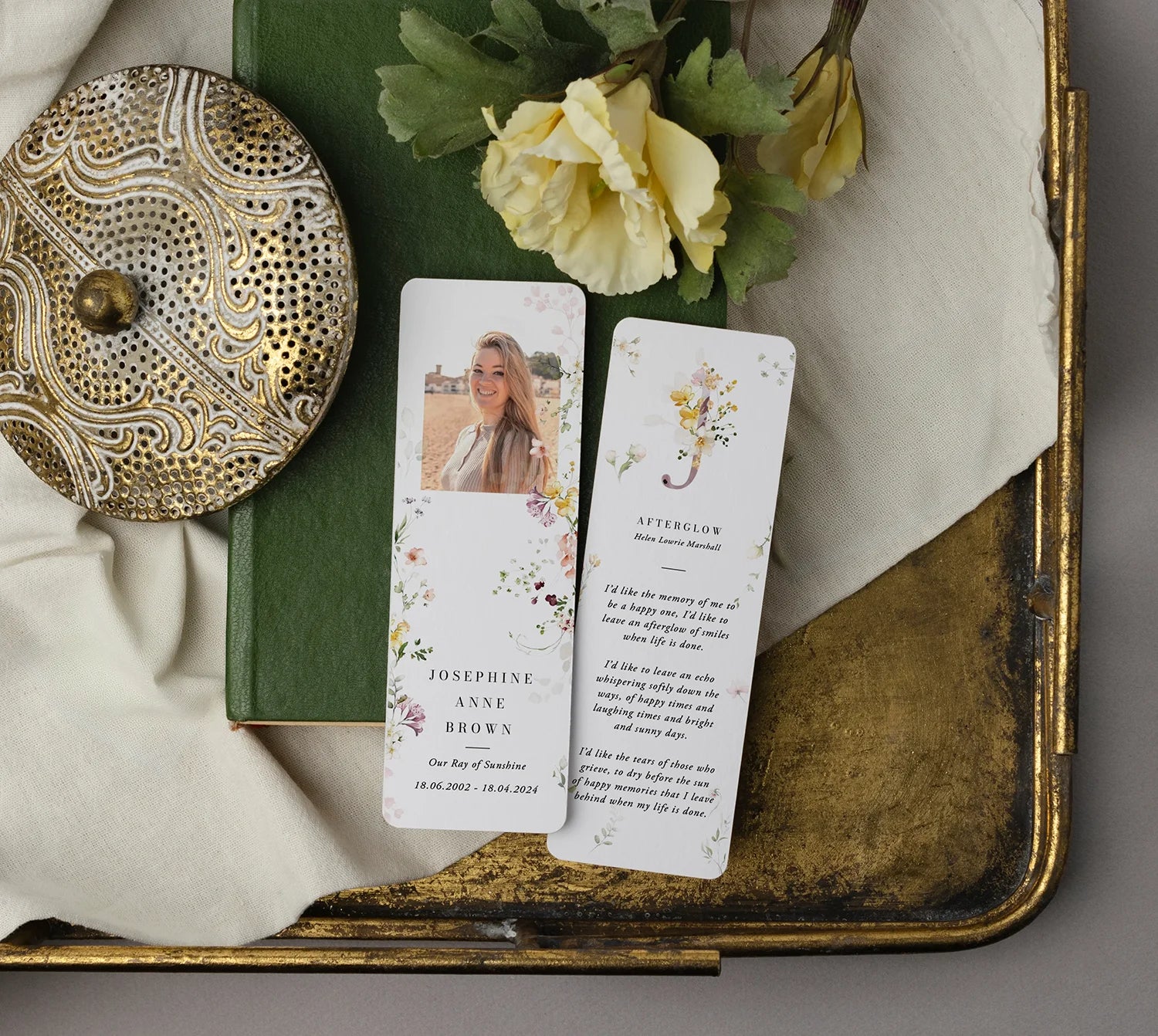 Double Sided booklmark for funeral