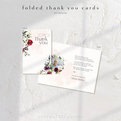 Thank You Cards - Burgundy Flowers - Eternal Prints