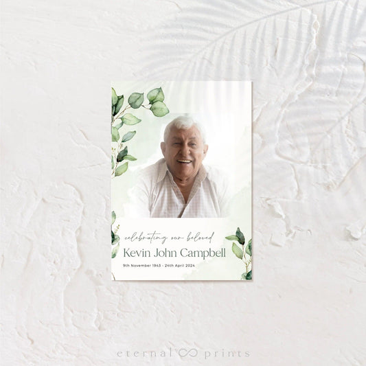 Funeral Booklet - 4 Pages - Eucalyptus Leaves - Eternal Prints