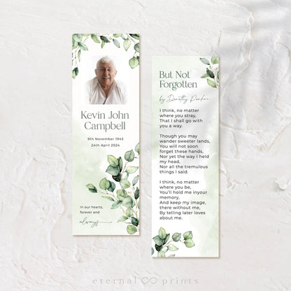 Funeral Bookmarks - Eucalyptus Leaves - Eternal Prints