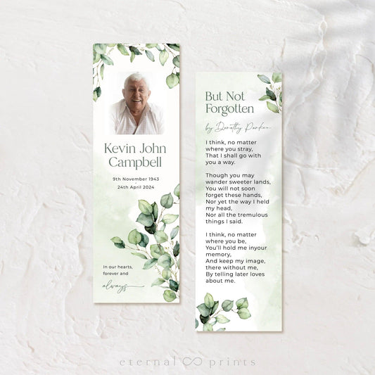 Funeral Bookmarks - Eucalyptus Leaves - Eternal Prints
