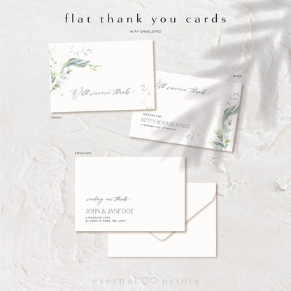 Thank You Cards - White Flowers - Eternal Prints