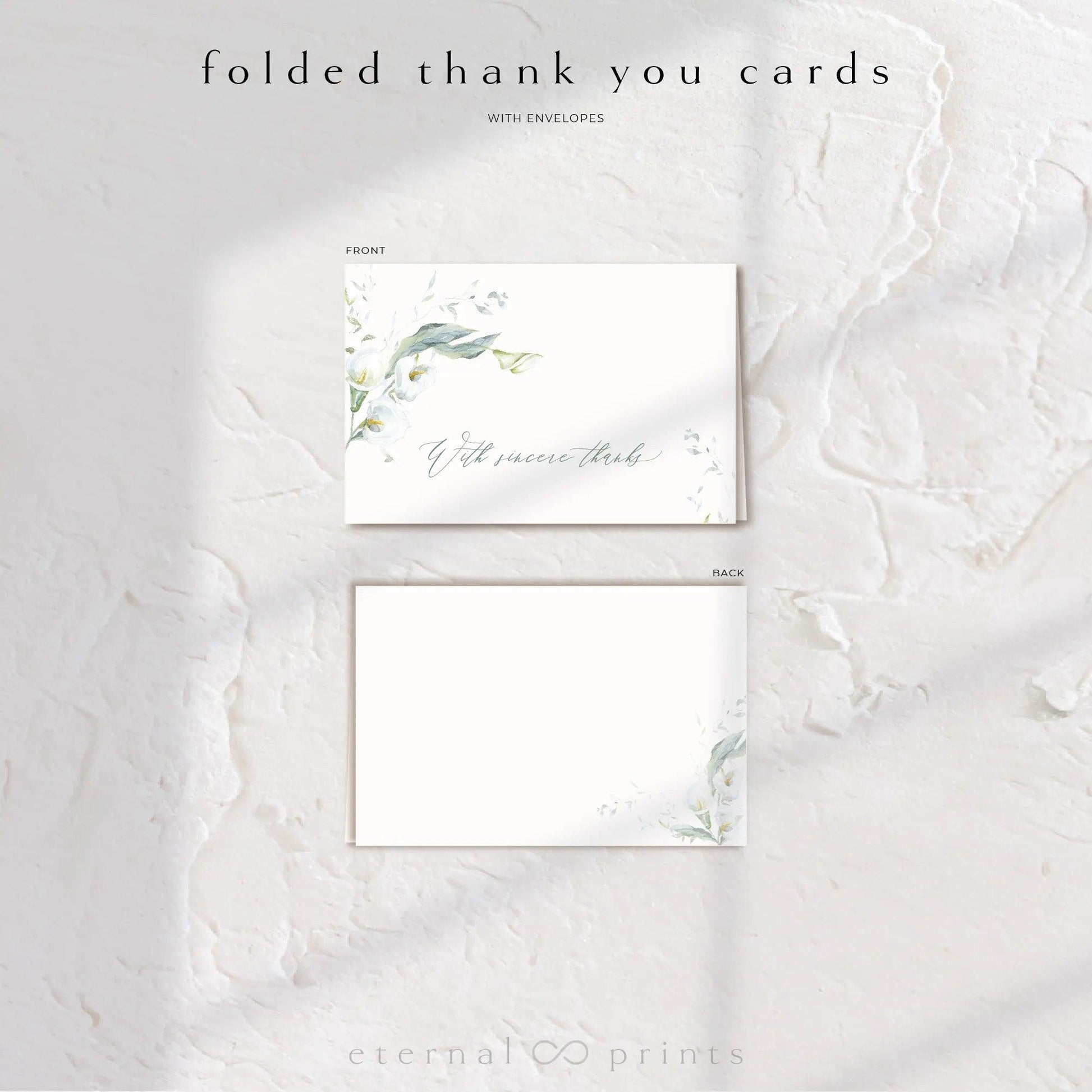 Thank You Cards - White Flowers - Eternal Prints