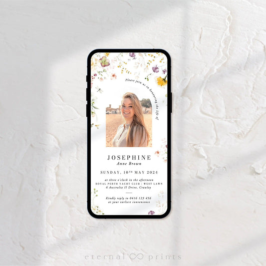 Digital Funeral Notification - Wildflowers - Eternal Prints
