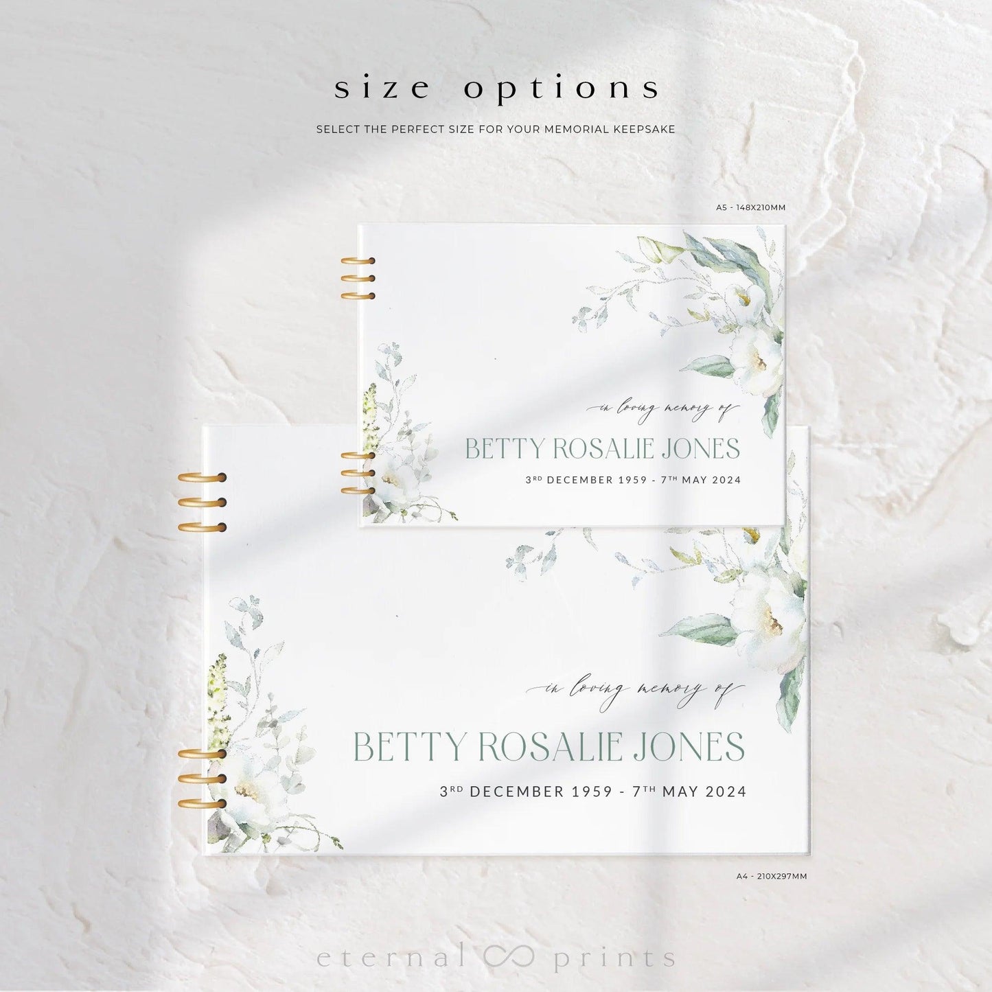 Acrylic Guest Book - White Flowers - Eternal Prints